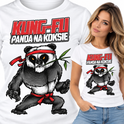 KOSZULKA ŚMIESZNA DAMSKA PANDA NA KOKSIE